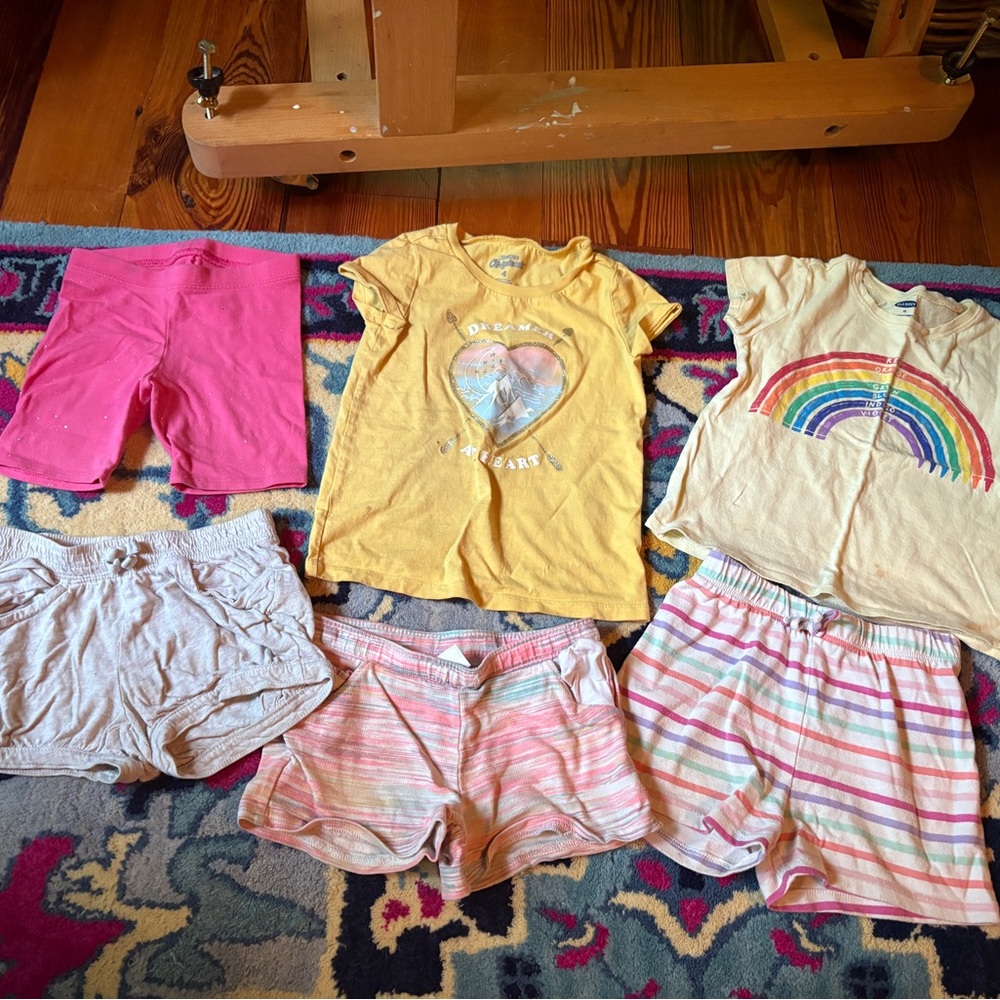 Carter's Old Navy 4T rainbow Heart Graphic Short-Sleeve summer Tops bundle lot